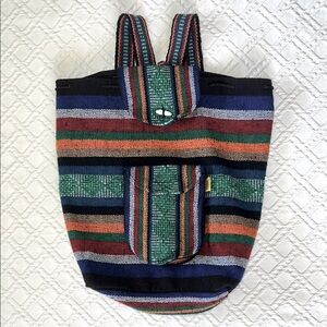 Artesanias Mr. Pinzon Woven Textile Multicolor
Drawstring Boho Bag Backpack